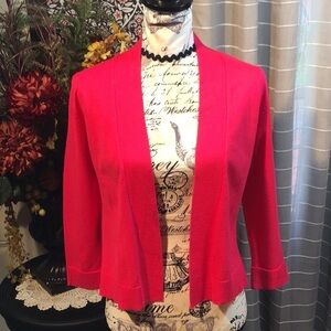 89th & Madison Peony pink quarter sleeve open front cardigan